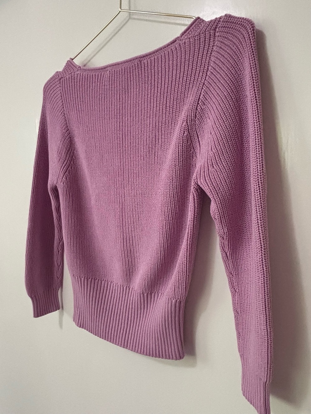 Zara| Lilac Ribbed V-Neck Knit Bodycon Sweater Sz M - Picture 6 of 7
